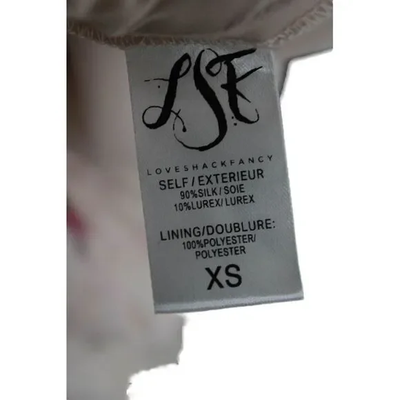 Love Shack Fancy Womens Blouson Floral Beige Long Sleeve Silk Dress Size XS - Picture 5 of 6